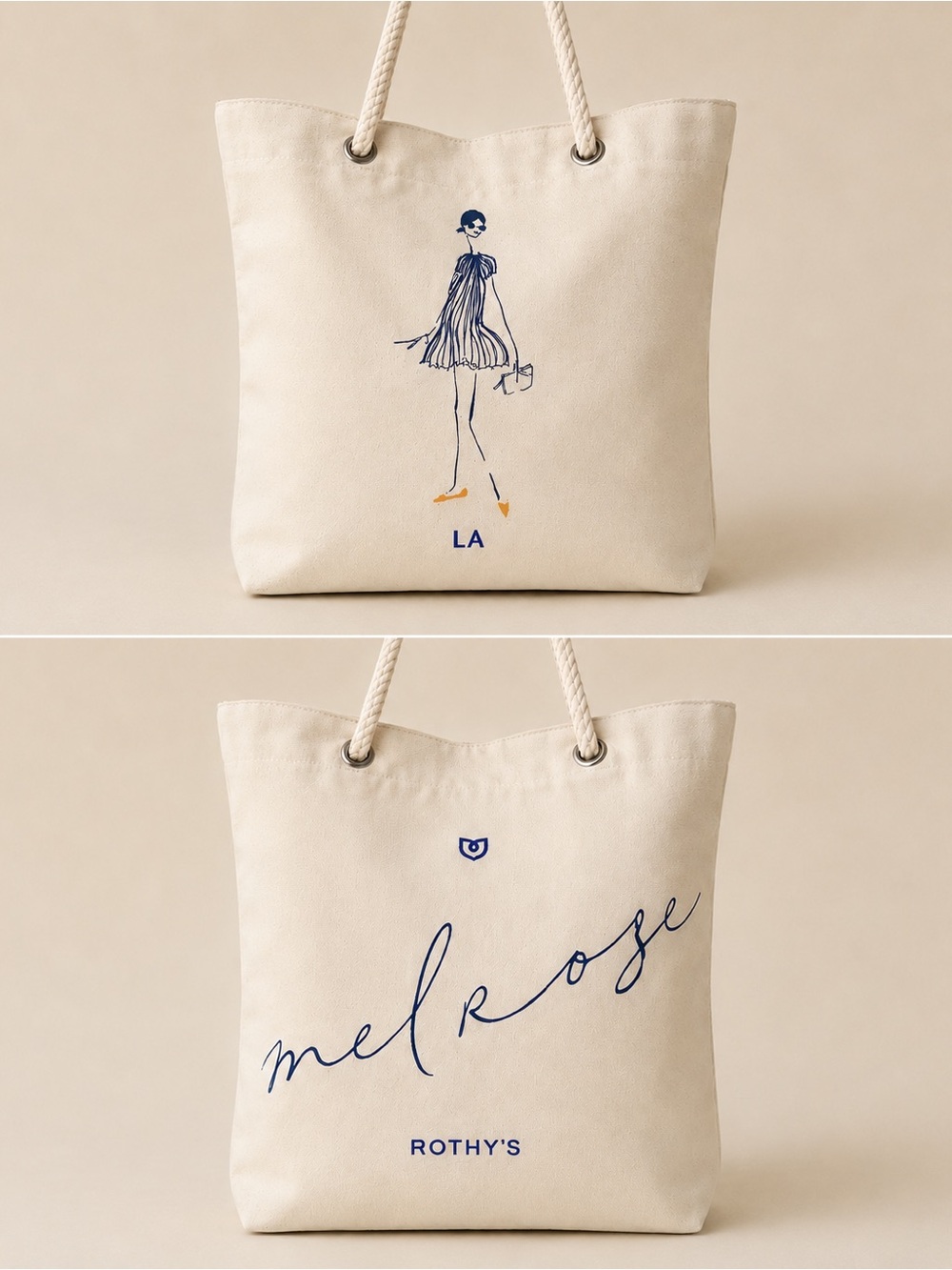 Rothy’s Melrose Los Angeles Canvas Tote Bag Rope Handle Market Shopper Travel